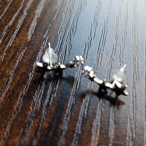 NWT STERLING SILVER 925 STAR CRAWLER EARRINGS WITH CUBIC ZIRCONIA - Picture 3 of 4
